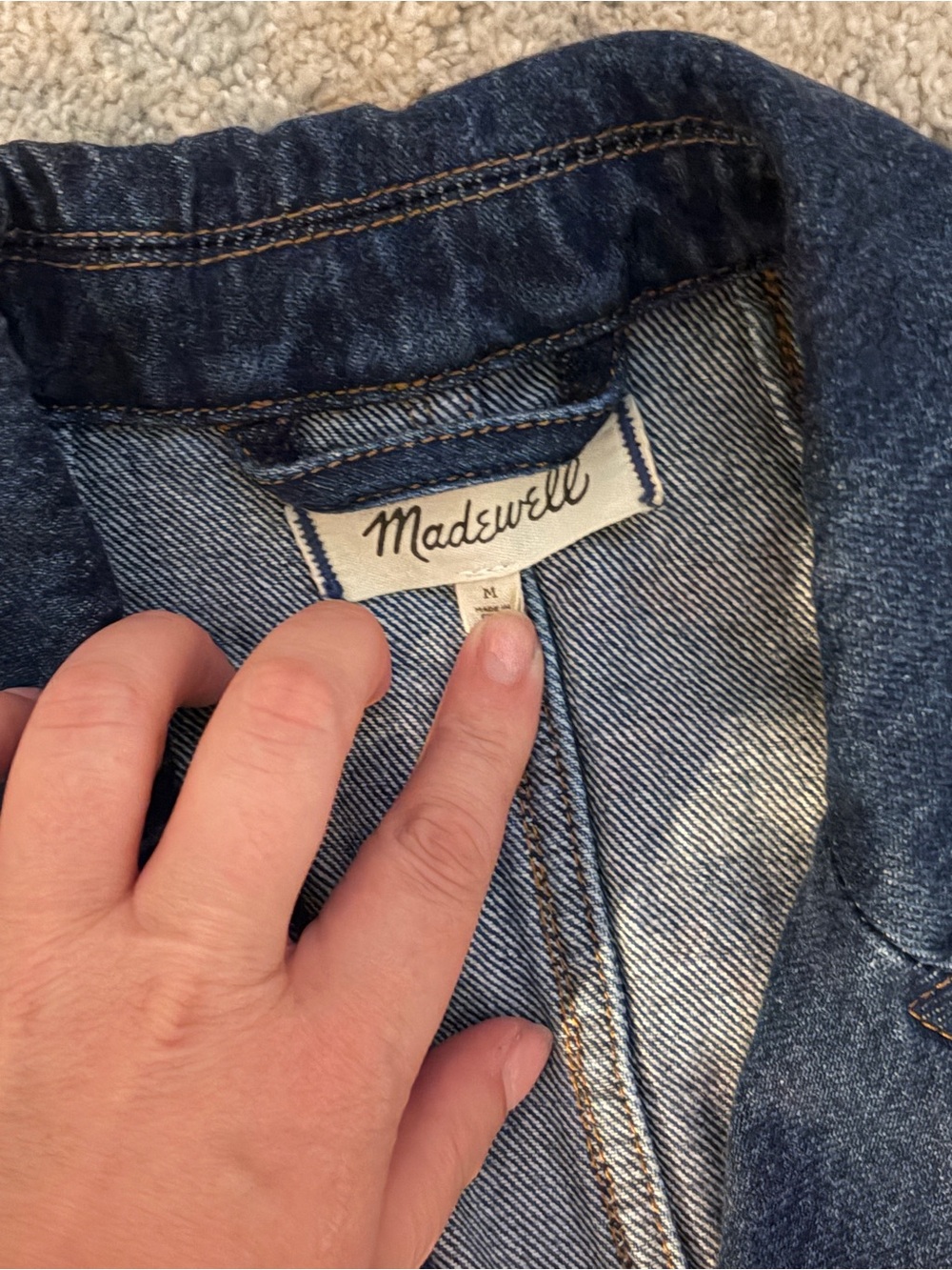 Madewell Double-Breasted Denim Jacket - Navy - Picture 2 of 2
